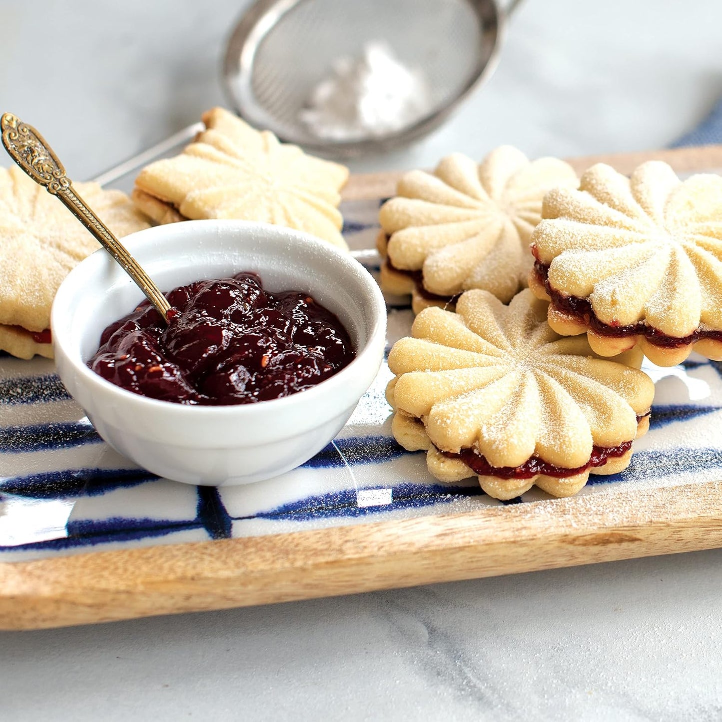 Nordic Ware Pretty Pleated Cookie Stamps Silver Cast Aluminum with Wood Handles, Grey, 3-Piece