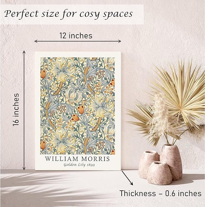Induslyfe Framed Flower Wall Art Canvas Decor Set of 3, William Morris Framed - Image 7