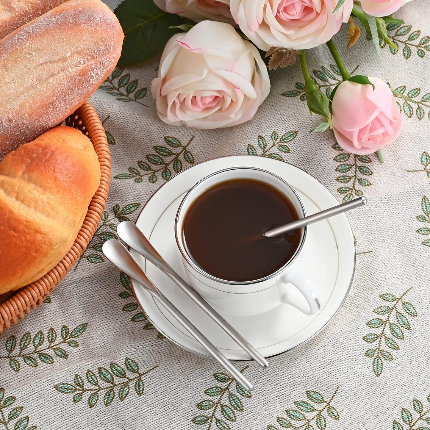 8-Pack 5.0" / 12.8cm Stainless Steel Stirring & Mixing Spoon – Reusable Bar Tool for Coffee, Tea, Iced Drinks & Cocktails