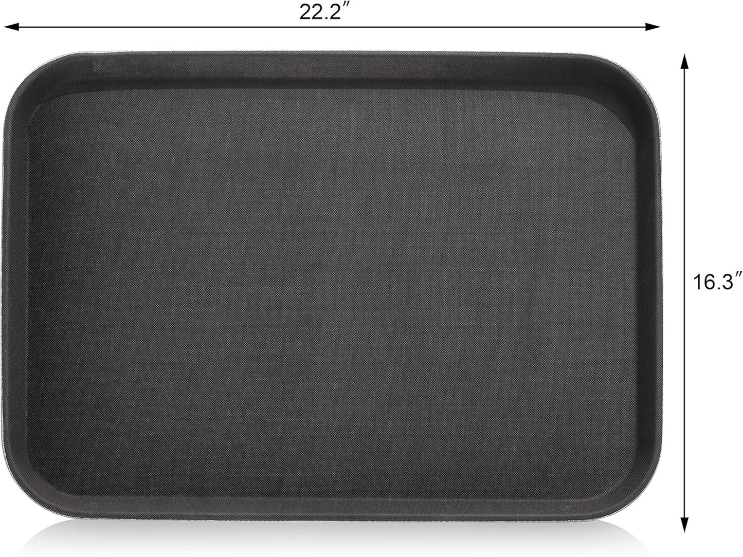 New Star Foodservice Restaurant Grade Non-Slip Tray, Plastic, Rubber Lined, Rectangular (Black, 16-Inch x 22-Inch)