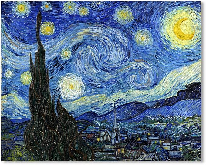 Van Gogh Canvas Wall Art: Starry Night Landscape Painting Picture Reproduction - Image 2