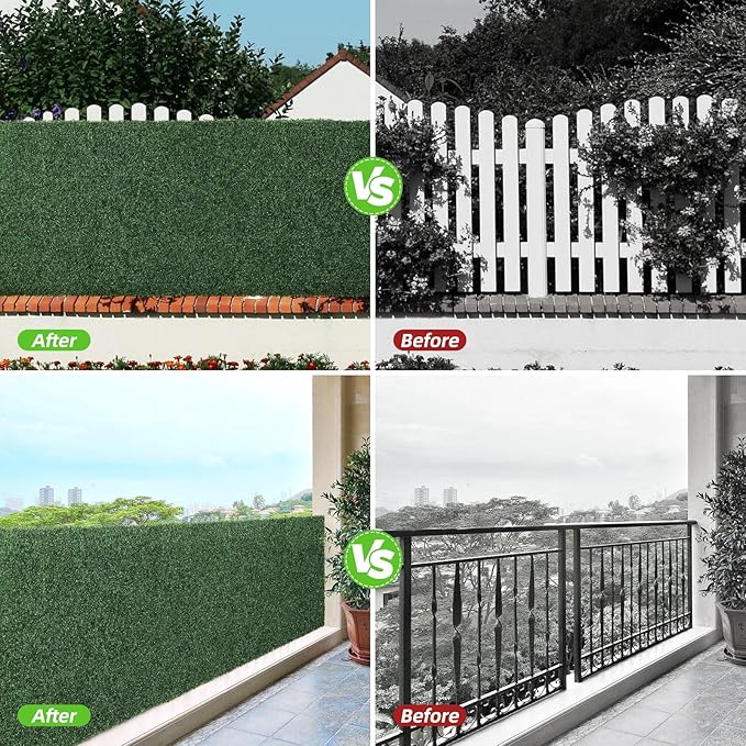 Luyue 24PCS 20”×20” Boxwood Panels, Artificial Grass Wall Panels Fake Greenery - Image 5