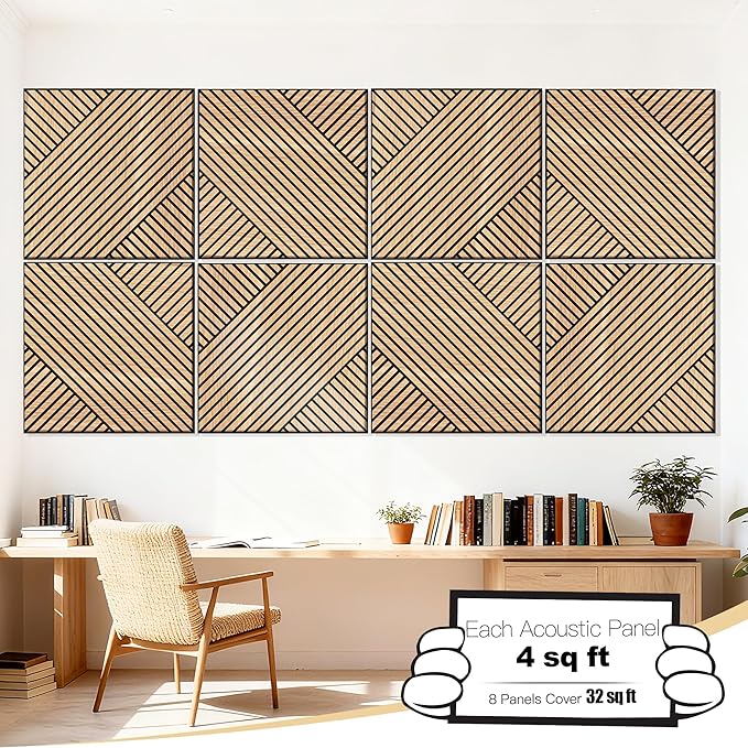 Mollywell Art Acoustic Wall Panels, 24x24 Inch 8 Pack, Wood Veneer, Sound - Image 2
