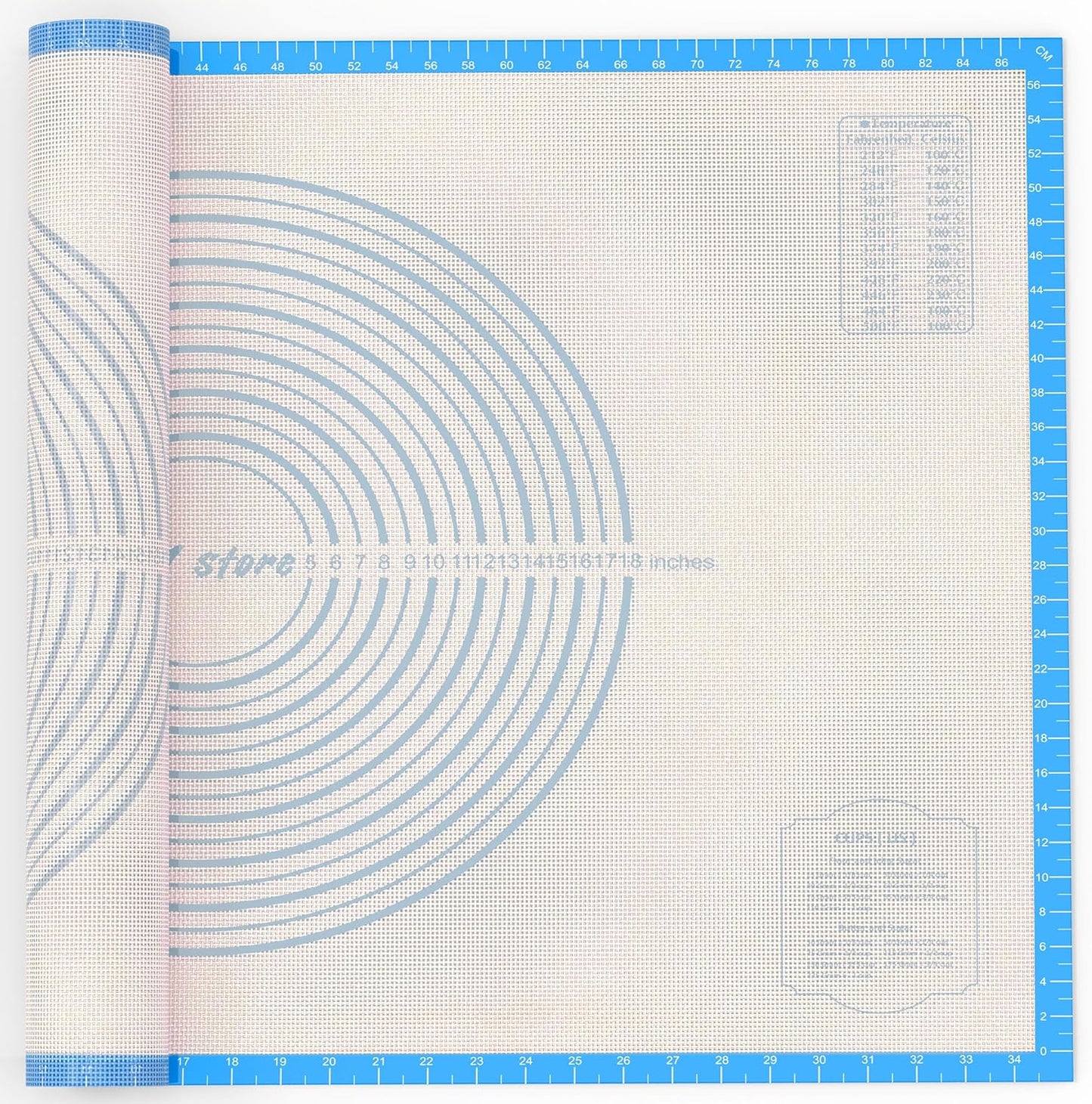 28 * 20 inches Blue, Non-Slip Silicone Baking Sheets - Baking Mat with 0.7mm Thickness - Non-Stick Pastry & Cookie Mat for Kitchen Counter for Rolling Out Dough with Measurements.