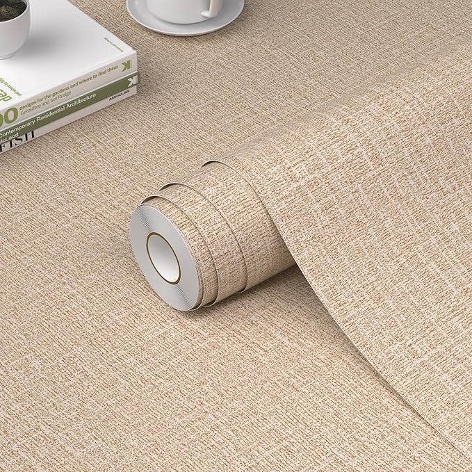 WADILE Grasscloth Peel and Stick Wallpaper 15.7in x 78.7in, Textured Contact by WADILE