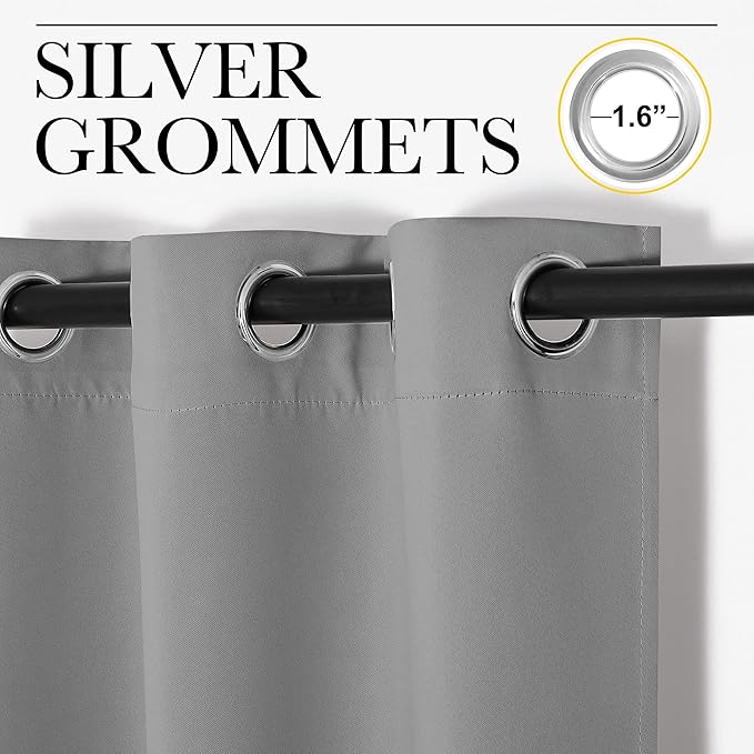 NICETOWN Silver Grey Curtains for Sliding Glass Door, 84 inch Long, Grommet - Image 2