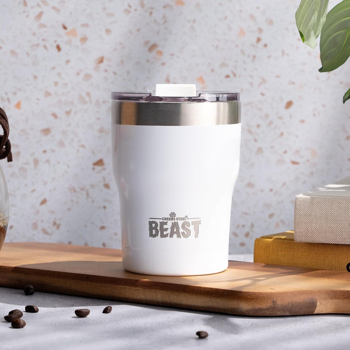 Beast 10 oz Tumbler Stainless Steel Vacuum Insulated Coffee Ice Cup Double Wall Travel Flask (Arctic White)