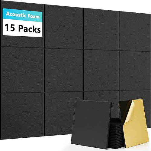 15 Pack Self-Adhesive Sound Proof Foam Panels by Temgcuam