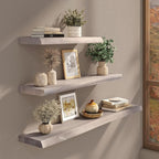Live Edge Floating Shelves Set of 2, 36 Inch Solid Elm Wood Wall Shelves - Image 2