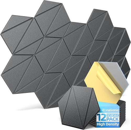 12 Pack Acoustic Panels with Self-Adhesive 12"X10"X0.4" Sound Proof Foam Panels by Unknown