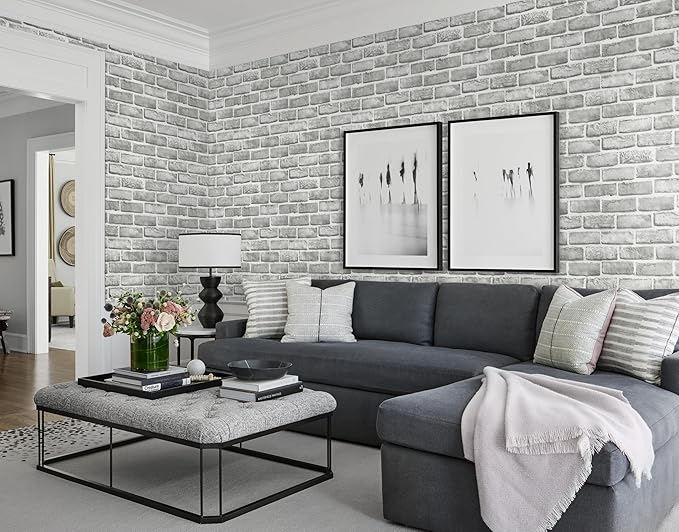 Guvana Grey Brick Wallpaper Peel and Stick Wallpaper 3D Brick Contact Paper - Image 5