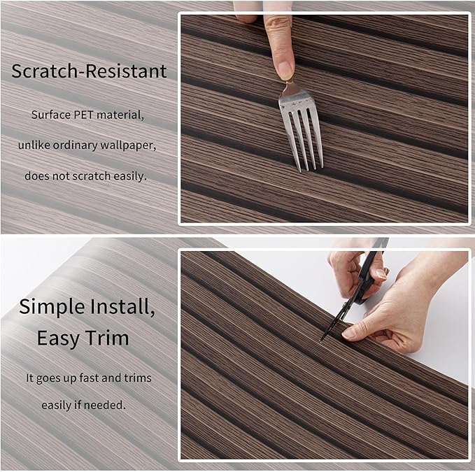 Haimin Wood Grain Slat Wall Panels Peel and Stick Faux Wood Thick Wallpaper - Image 4