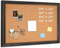 Cork Board Bulletin Board, Rustic Black Wooden Frame, Decorative Hanging Pin by QUEENLINK