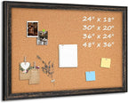 Cork Board Bulletin Board, Rustic Black Wooden Frame, Decorative Hanging Pin by QUEENLINK