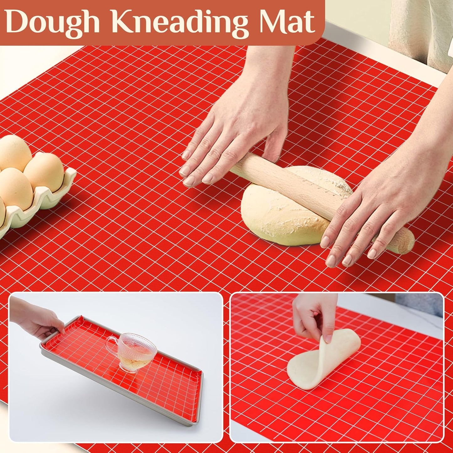 Silicone Baking Mat, 12 IN x 6 FT Free Cutting Baking Sheet,Non-Stick Reusable Dough & Pastry Mat,Non-Slip Silicone Mat Roll for Air Fryer Liner,Freeze Dryer,Oven Baking Pan,Kitchen Counter