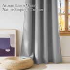 NICETOWN Short Faux Linen Light Grey Blackout Curtains 63 inches Long - Image 3