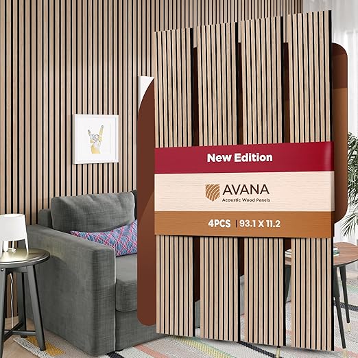 Avana Acoustic Wood Wall Panels – 93.2x11.25 Inch Panels – Fits 94x12 Layout – by AvanaHome