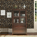 Dark Floral Peel and Stick Wallpaper, Vintage Gold Leaf Self-Adhesive Contact - Image 5