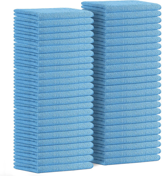 Avalon Towels Microfiber Cleaning Cloths (Value Pack of 48) Size 16" x 16", Highly Absorbent Cleaning Rags, Lint Free Cleaning Towels, Reusable and Washable, Microfiber Towels for Cars (Blue)