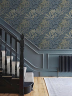 Safiyya Blue Vintage Floral Wallpaper Peel and Stick Contact Paper 17.3" x 197" - Image 3