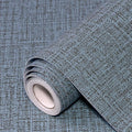 Blue Gray Grasscloth Peel and Stick Wallpaper 17.3"x1200" Faux Linen Textured by Uooar