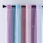 XiDi Curtains for Bedroom Decor, Rainbow Pink Purple/34/79 - Image 2