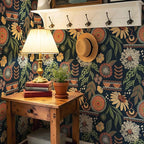 Simon&Siff Boho Peel and Stick Wallpaper, 17.3" x 480" Blue Sun Floral Retro - Image 5