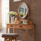 Brown Grasscloth Peel and Stick Wallpaper 17.3"x160" Faux Linen Textured - Image 7
