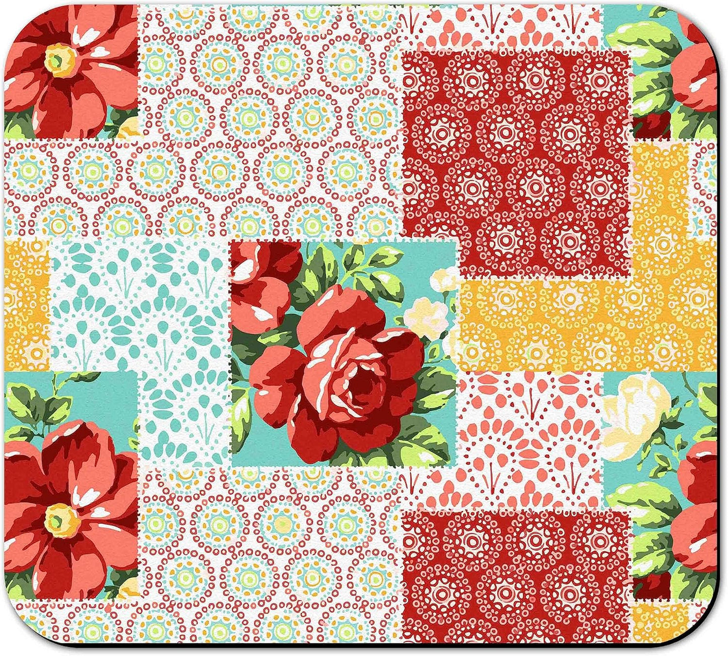 Rubber Dish Drying Mat for Kitchen Counter Large Boho Flowers Washable Quick Home Coffee Pad Fit Under Sink,Bar,Utensils 16x18in