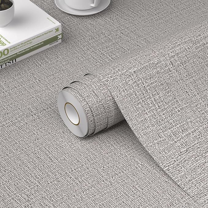 WADILE Grasscloth Peel and Stick Wallpaper 23.6in x 472in, Textured Contact by WADILE