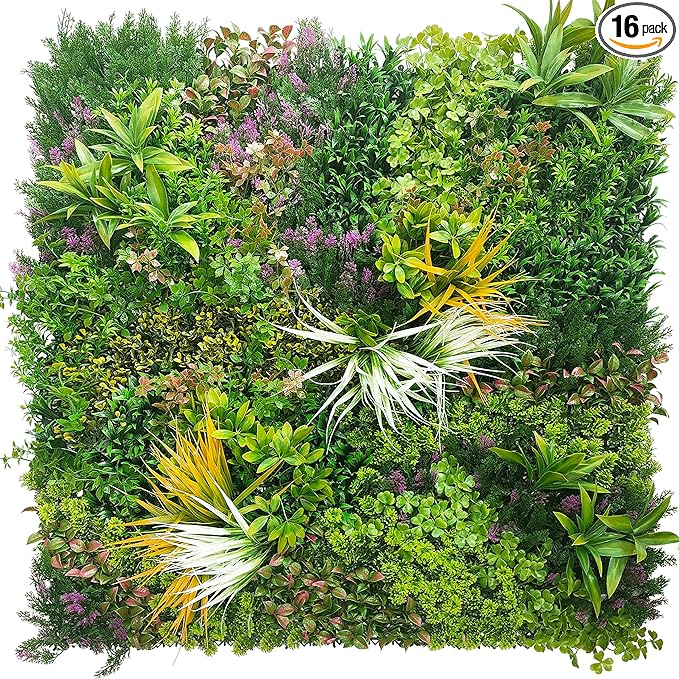 ODTORY Artificial Greenery Grass Wall Panels: 20''x 20'' 16P UV-Anti Faux Ivy by ODTORYHOME