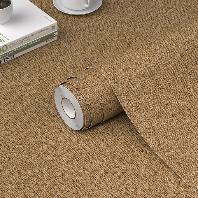 WADILE Grasscloth Peel and Stick Wallpaper 15.7in x 196.8in, Textured Contact by WADILE