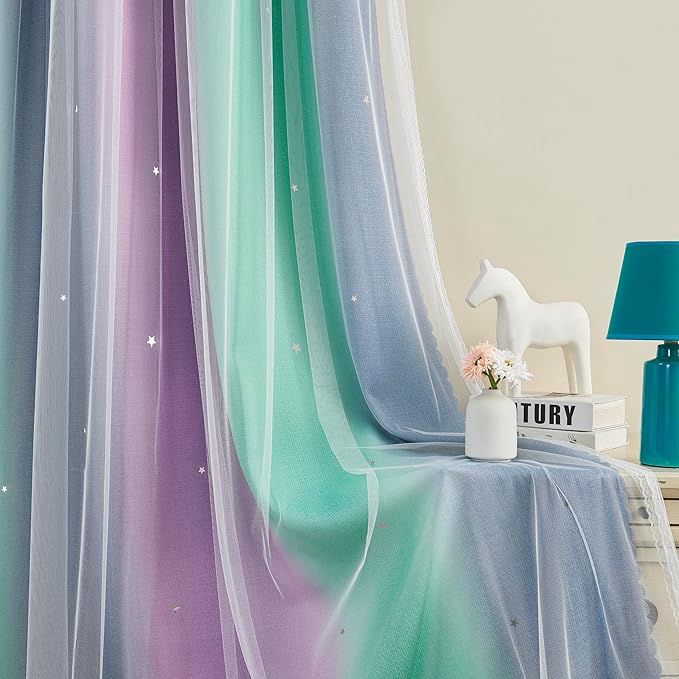 XiDi Purple, Unicorn Green Curtains - Image 7