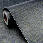 FunStick 24"x200" Dark Blue and Gold Grasscloth Peel and Stick Wallpaper - Image 7