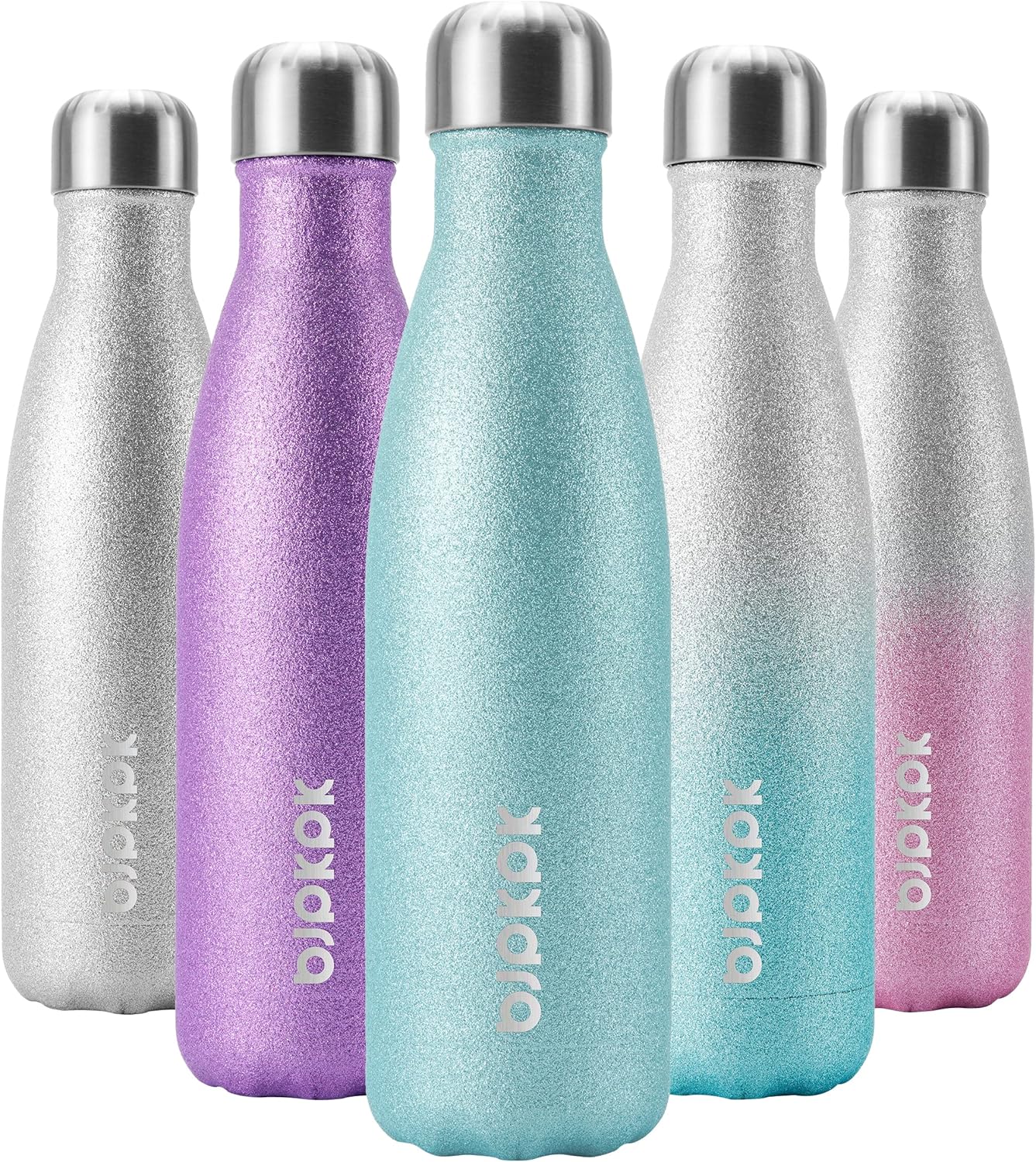 BJPKPK 17oz Insulated Water Bottles Stainless Steel,Sports Water Bottles Keep Cold for 24 Hours and Hot for 12 Hours,BPA Free,Glitter Ice Blue