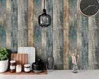 FLFK Vintage Wallpaper Peel and Stick Grey Wood Contact Paper Removable - Image 3