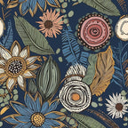 Blue Boho Wallpaper Peel and Stick, Vintage Floral Contact Paper 17.5" x 393.7" by Laatse