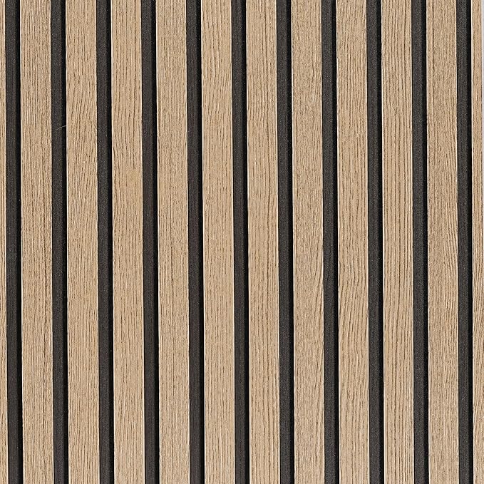 Peel and Stick Wallpaper Textured Brown Wood Slat 35.4x200 Inch Self-Adhesive by LOVADA