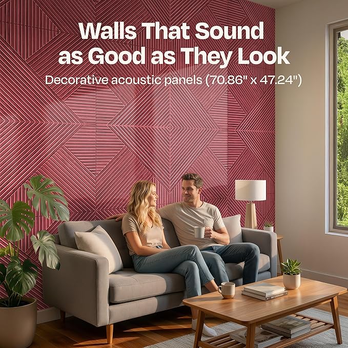 XL Acoustic Wall Panels 6-Pack Decorative Acoustic Panels High Density Sound - Image 2