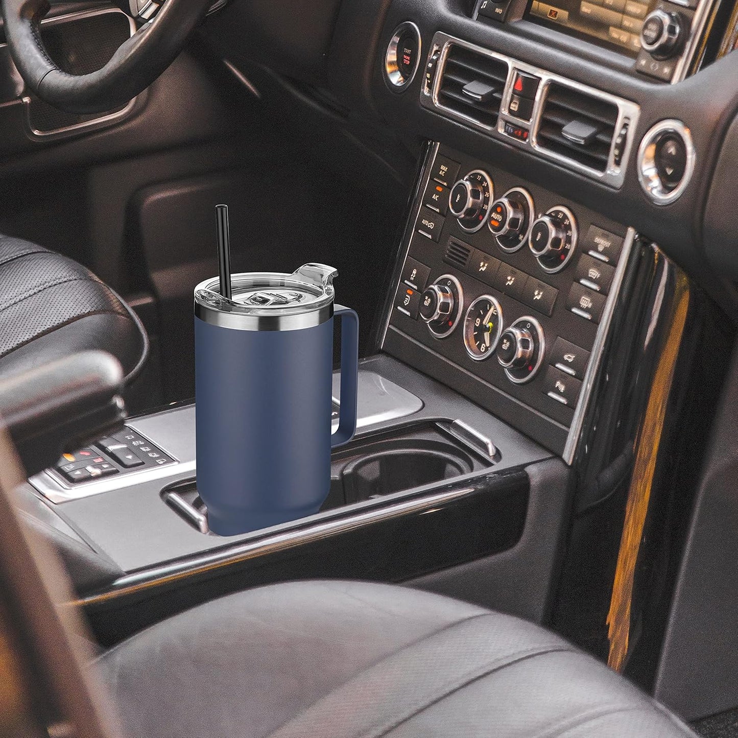 HASLE OUTFITTERS 40 oz Stainless Steel Tumbler with Handle, Vacuum Insulated Tumblers Bulk, Reusable Double Wall Travel Coffee Mug, Durable Powder Coated Water Bottles(Navy, 4)