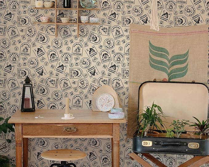 FLFK Vintage Beige Peel and Stick Wallpaper 16" x 384" Antique Campfire - Image 3