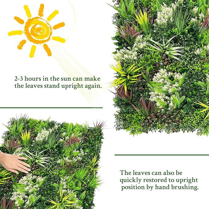 ODTORY Artificial Plant Wall Panels: 80"×120" UV-Anti Faux Grass Wall Backdrop - Image 7