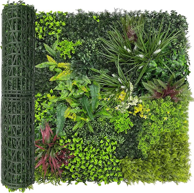 Artificial Plant Wall Boxwood Roll: 48"x120" UV Resistant Green Leaves Faux by DOPGIB